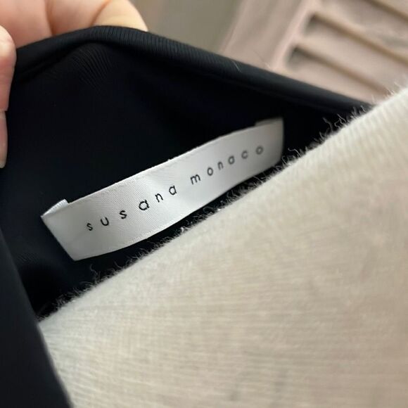 NWT Susana Monaco Witchy Asymmetrical Hemline Long Sleeves Women's Black Dress S - Picture 9 of 11